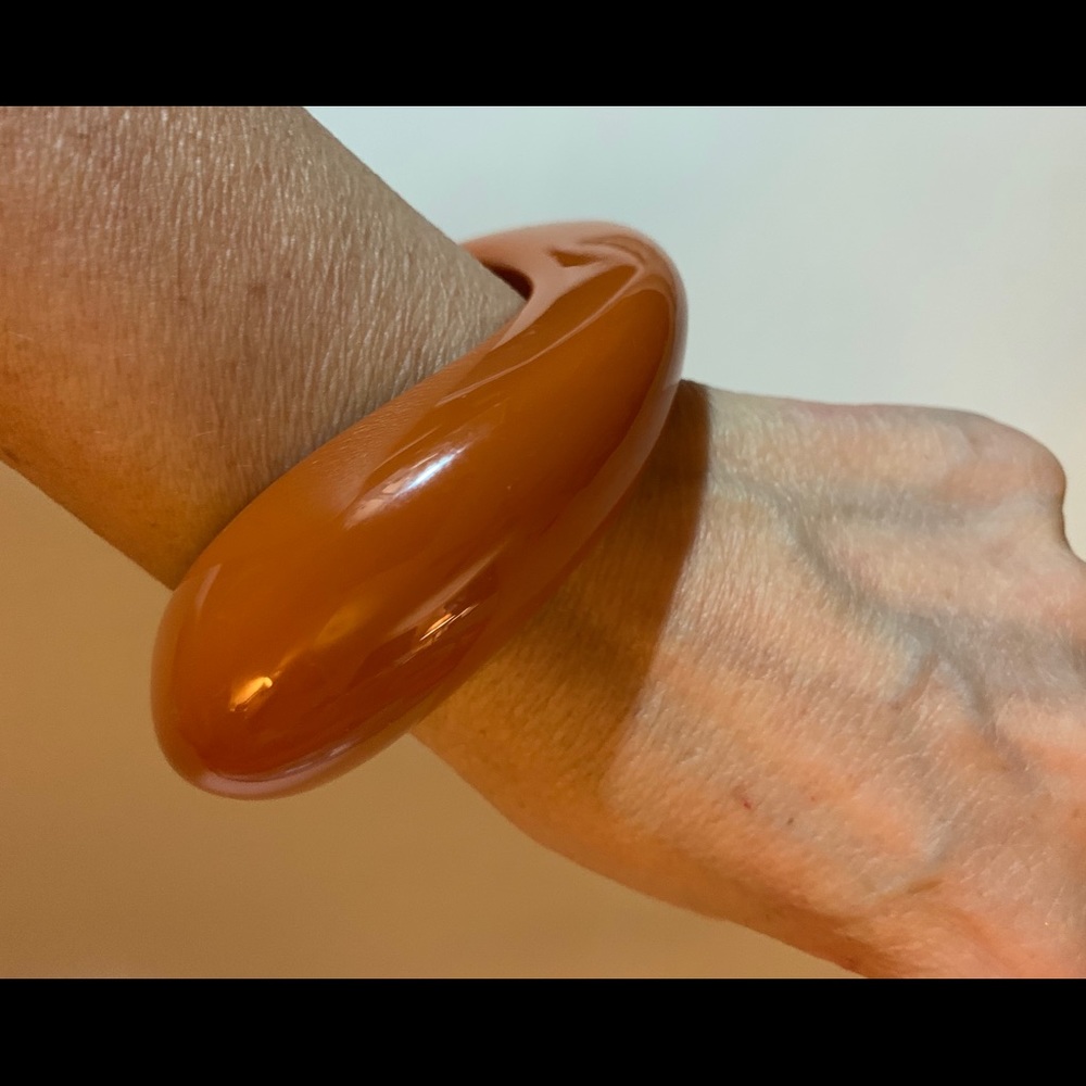 Vintage Asymmetric Lucite Burnt Orange Bangle